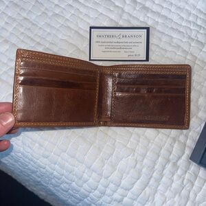 Smathers and Branson Brown Leather embroidered Wallet